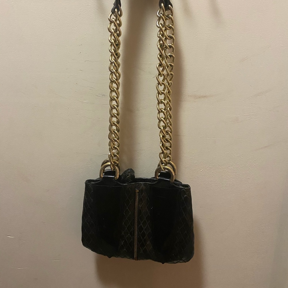 Gold chain black Shoulder bag